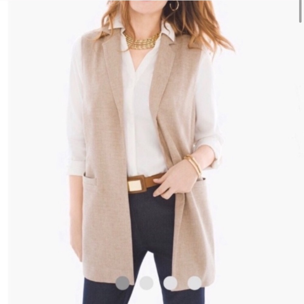 Chico’s neutral clean linen vest jacket NWT